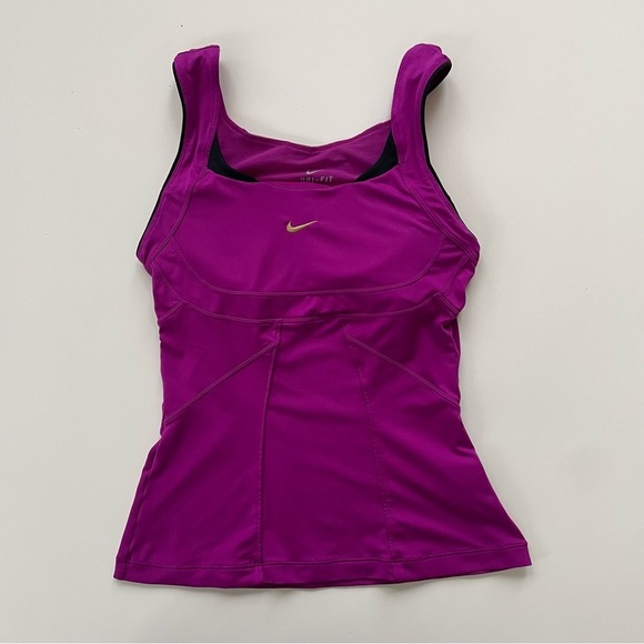 Nike Dri-fit Women's Fuscia Purple Pink Active Exercise Tank w Shelf Bra SMALL - Picture 1 of 8